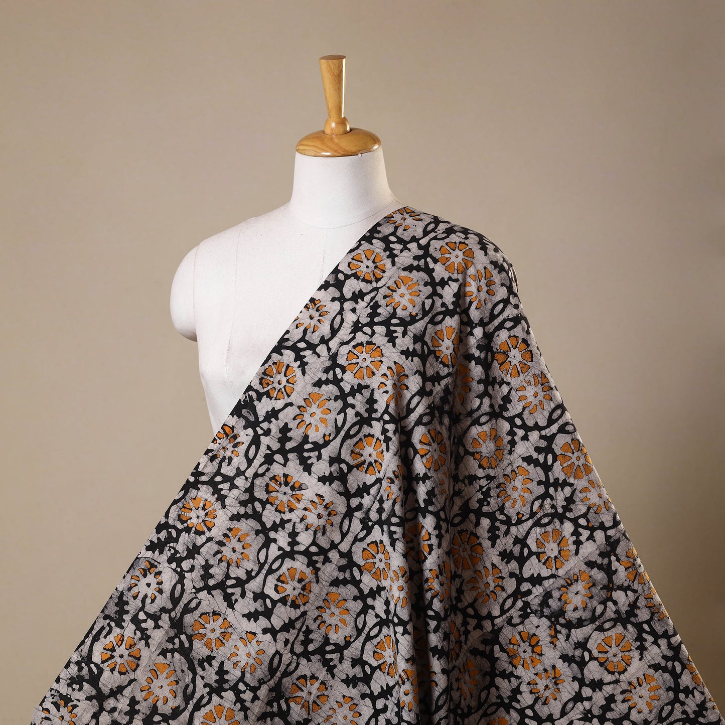 Black - kutch batik cotton fabric 56 - handcrafted