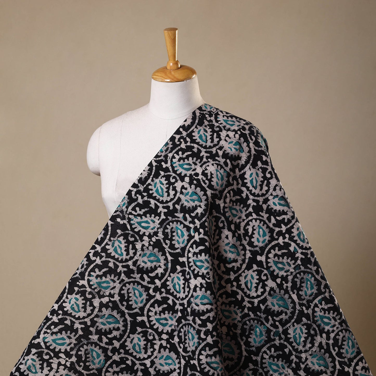 Black - kutch batik cotton fabric 63 - handcrafted