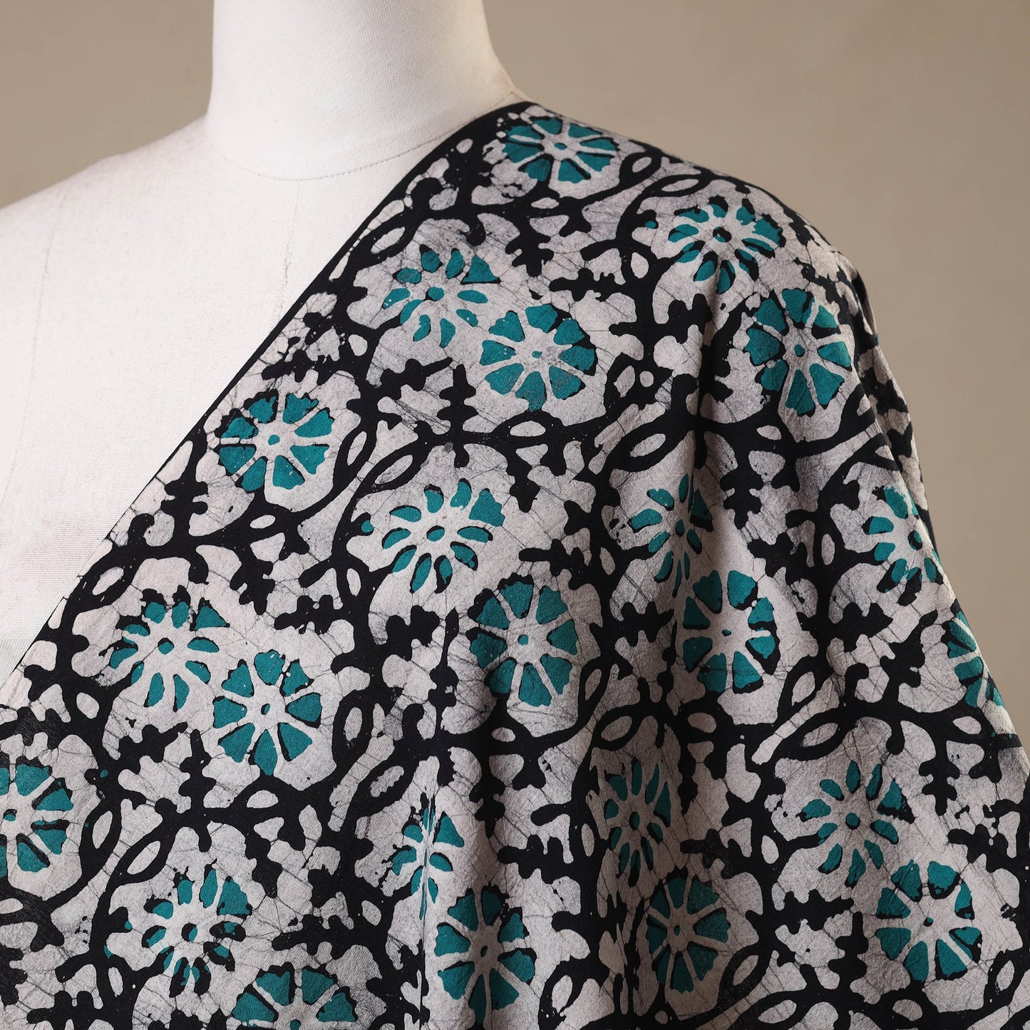 Black - kutch batik cotton fabric 81 - handcrafted