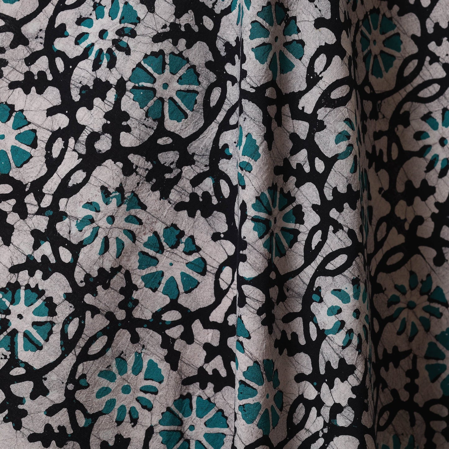 Black - kutch batik cotton fabric 81 - handcrafted