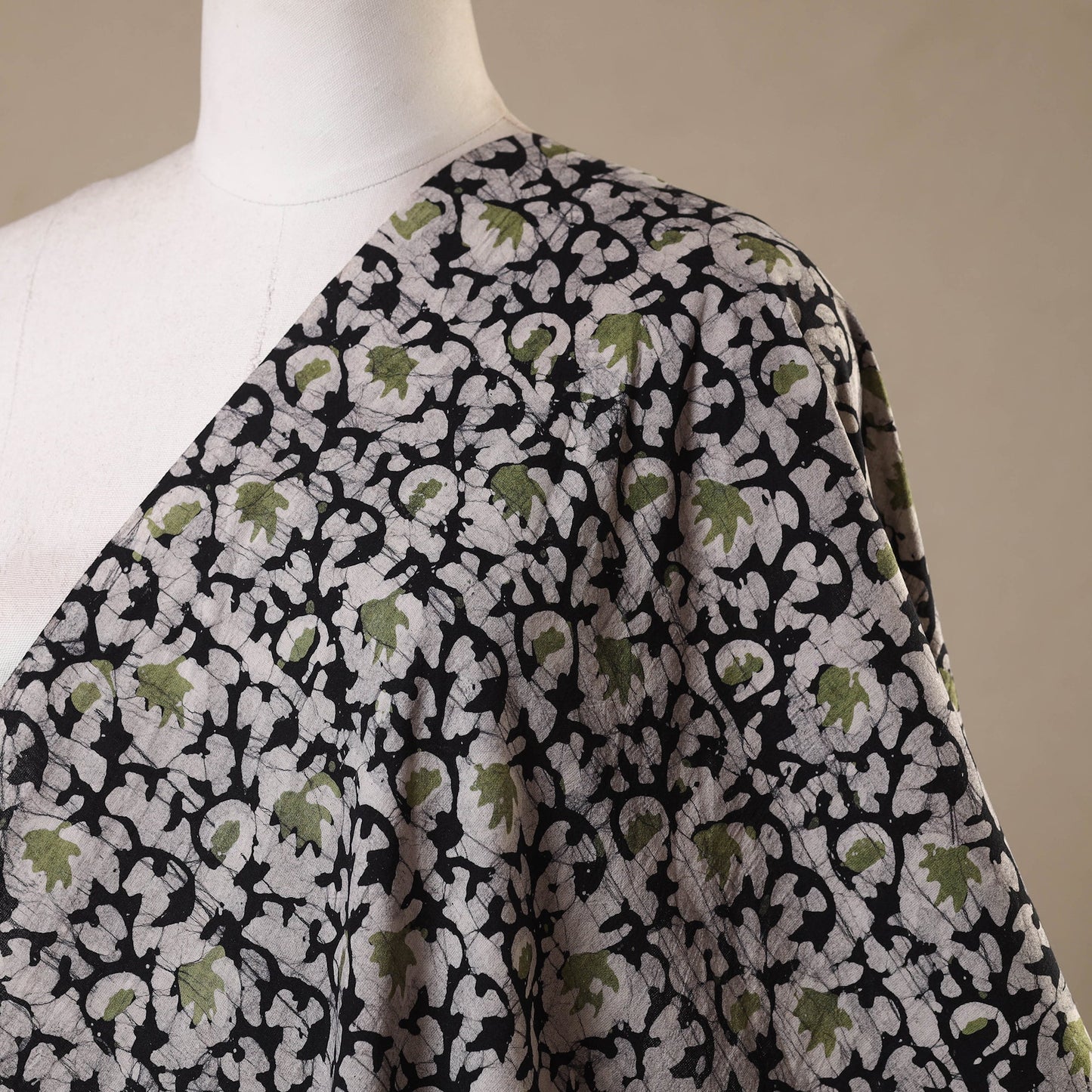 Black - kutch batik cotton fabric 88 - handcrafted