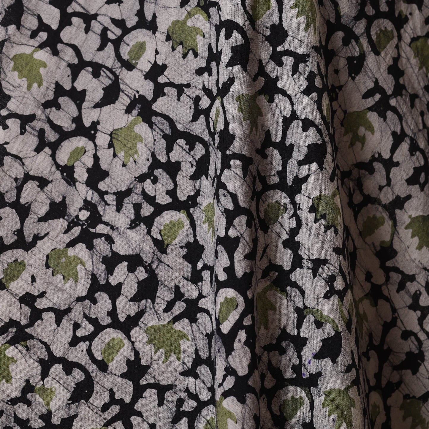 Black - kutch batik cotton fabric 88 - handcrafted