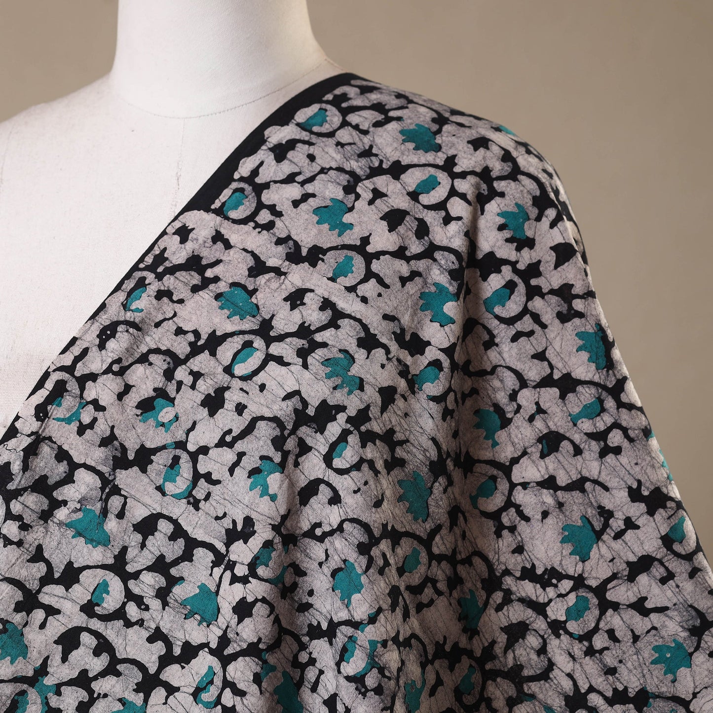 Black - kutch batik cotton fabric 96 - handcrafted