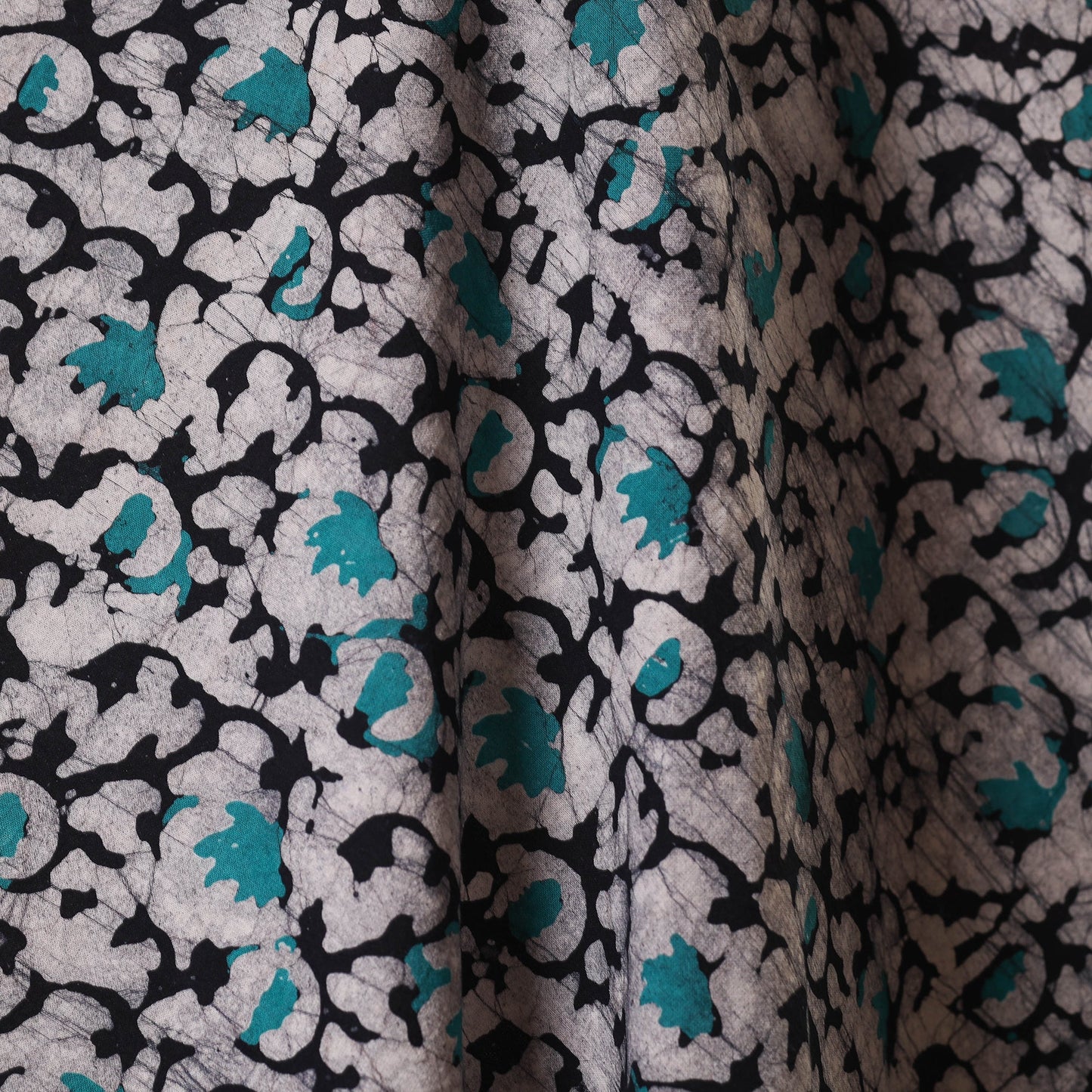 Black - kutch batik cotton fabric 96 - handcrafted