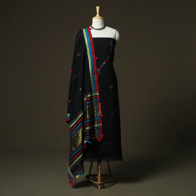 Kutch bhujodi handloom kala cotton 3pc unstitched dress