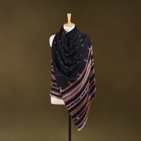 Black - kutch bhujodi handwoven mirror work acrylic wool