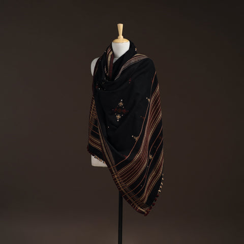 Kutch bhujodi handwoven mirror work acrylic wool shawl 31