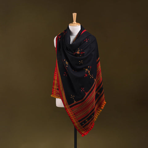 Black - kutch bhujodi handwoven mirror work acrylic wool