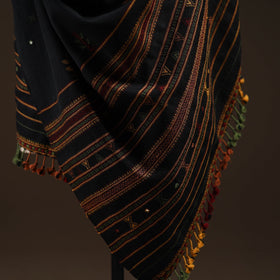 Kutch bhujodi mirror work handwoven merino wool shawl 28