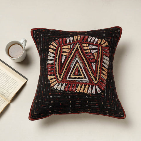 Buy Kutch Dhebariya Qatab Hand Embroidered Cotton Cushion Cover (16 x 16 in) Online at iTokri.com
