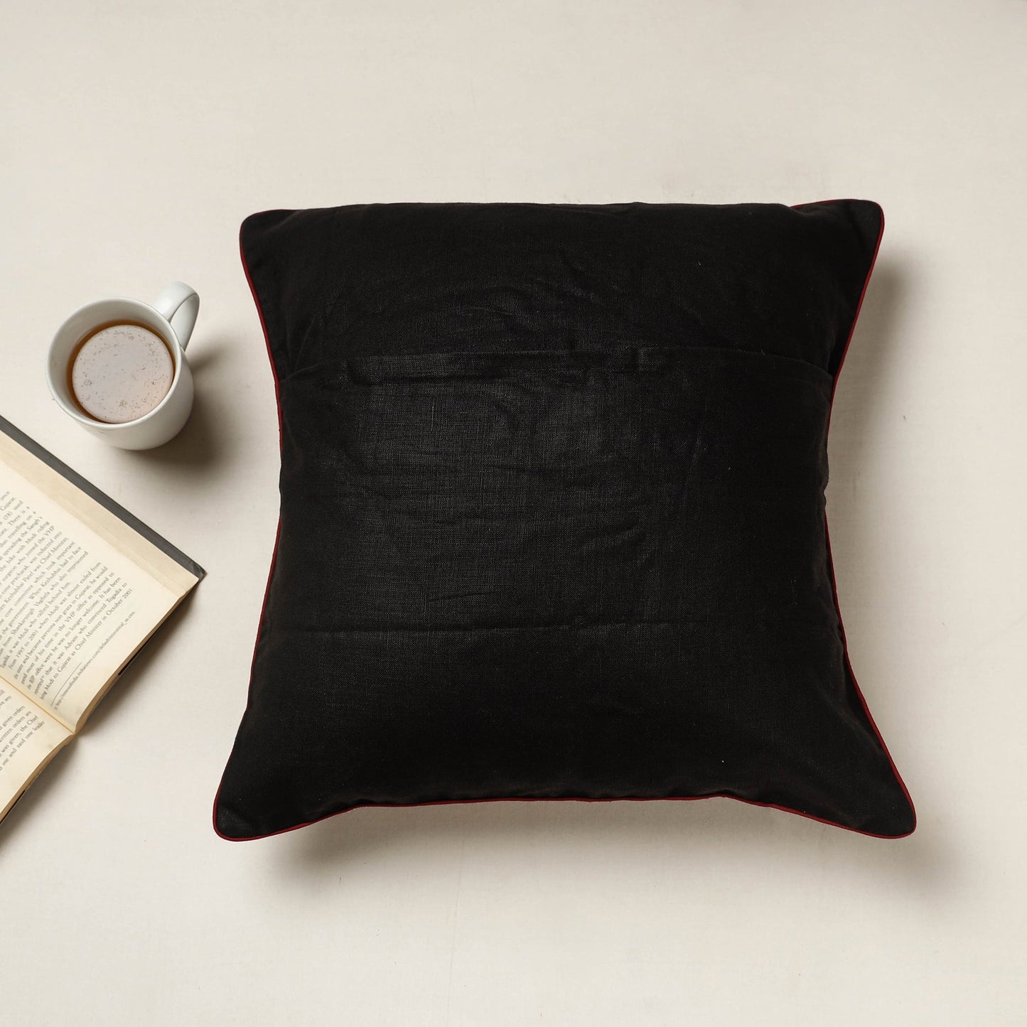 Buy Kutch Dhebariya Qatab Hand Embroidered Cotton Cushion Cover (16 x 16 in) Online at iTokri.com