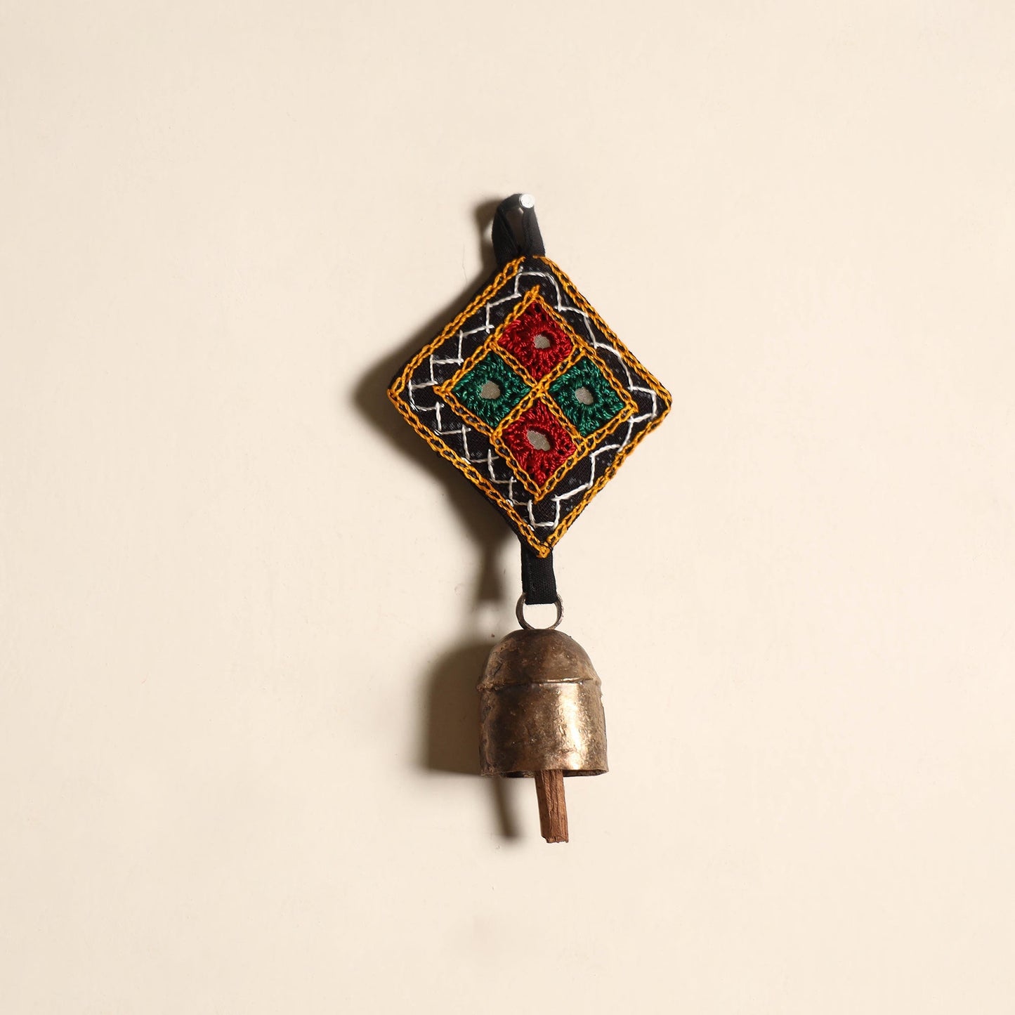Kutch embroidery copper coated iron bell keychain 02