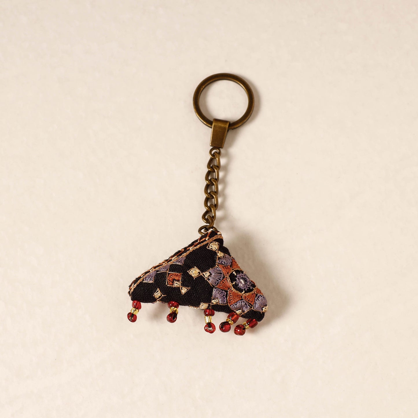 Black Kutch Embroidery Handmade Keychain 