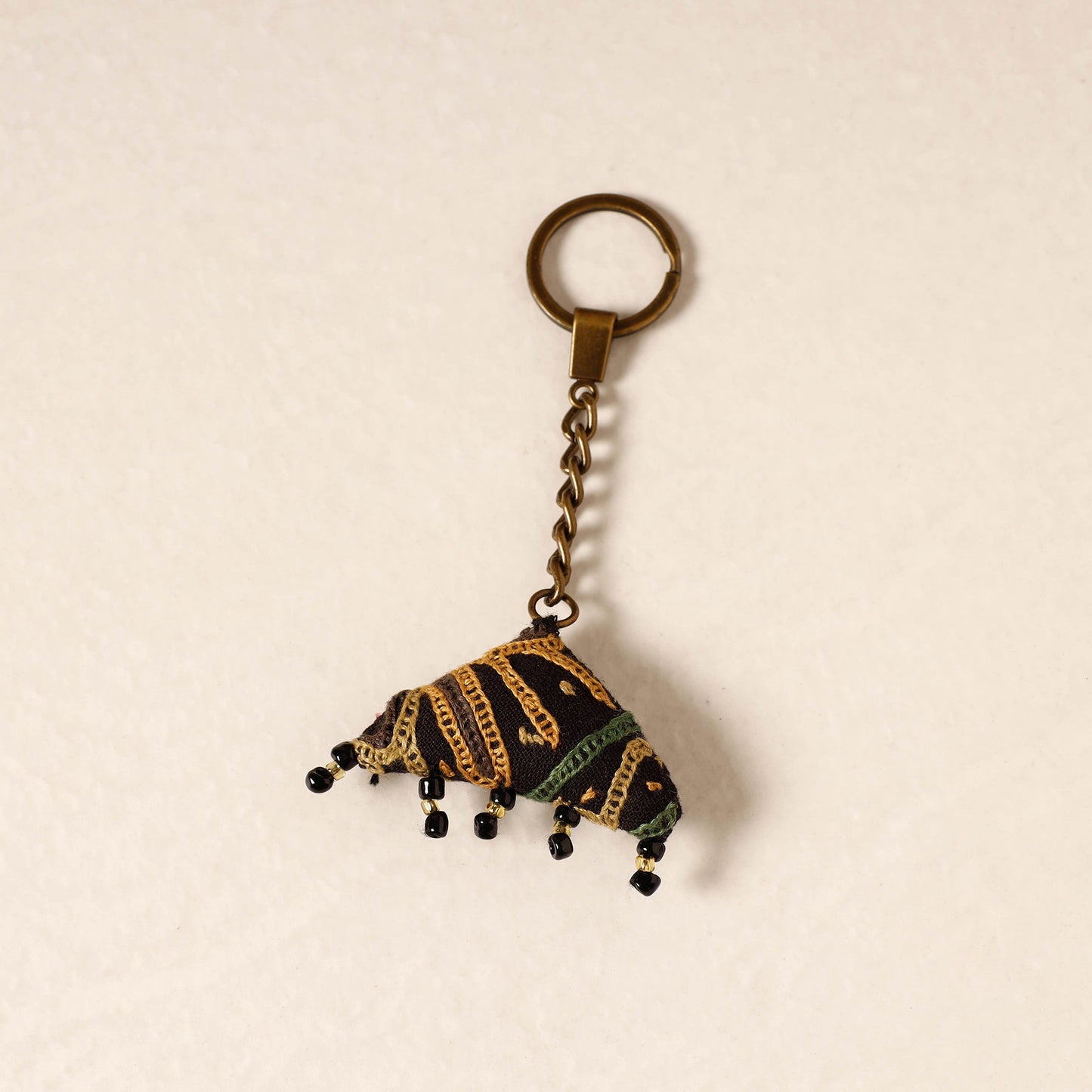 Black Kutch Embroidery Handmade Keychain 