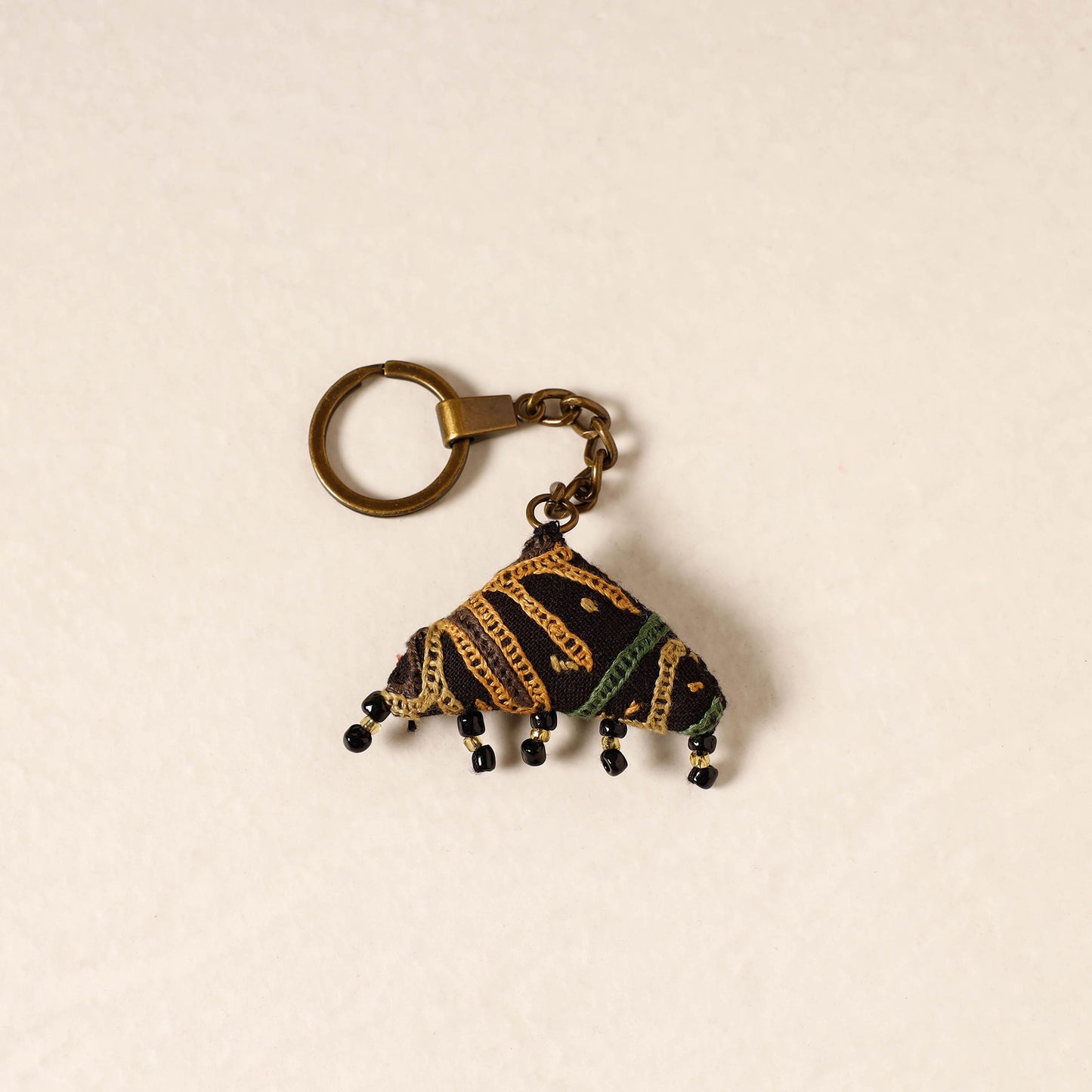 Black Kutch Embroidery Handmade Keychain 