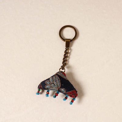 Black Kutch Embroidery Handmade Keychain 
