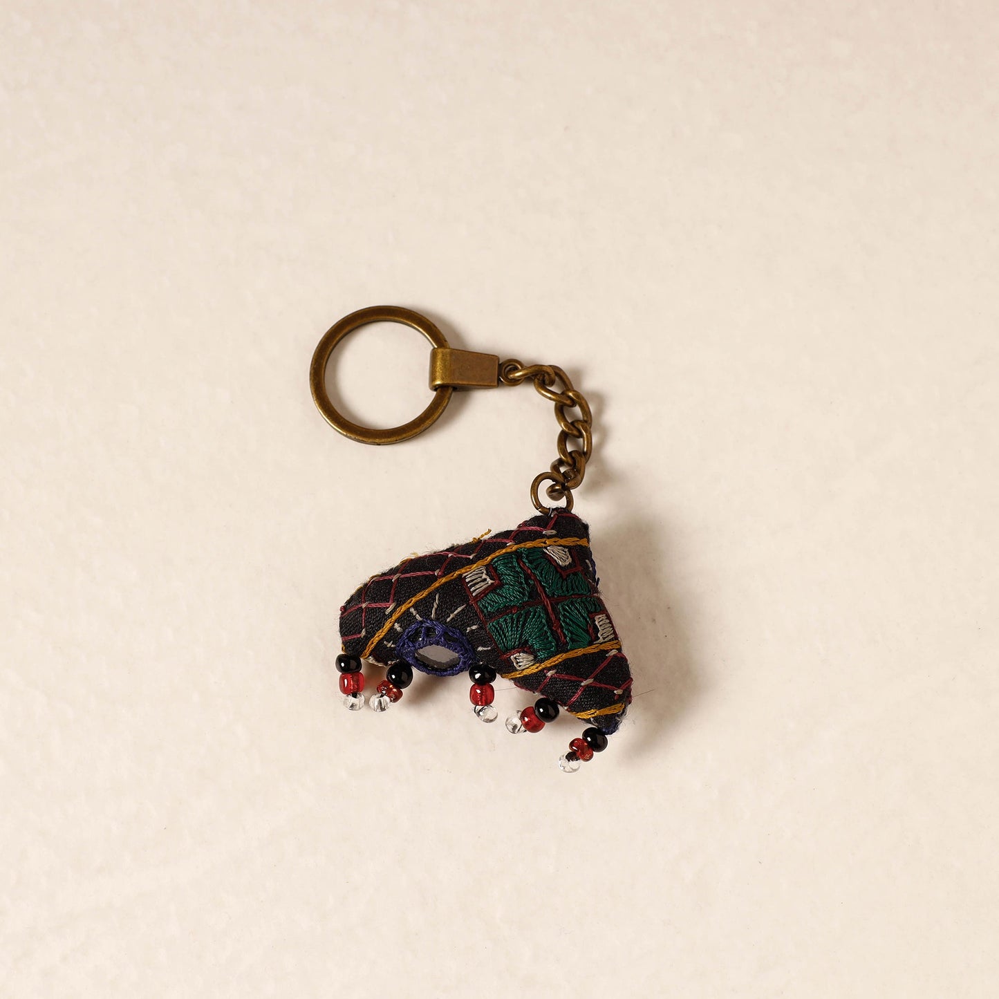 Black Kutch Embroidery Handmade Keychain 