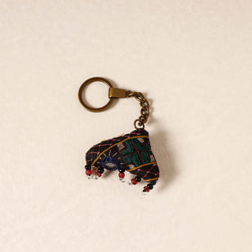 Black Kutch Embroidery Handmade Keychain 