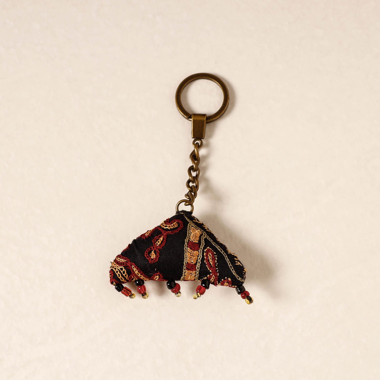 Black Kutch Embroidery Handmade Keychain 