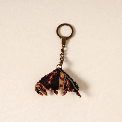 Black Kutch Embroidery Handmade Keychain 