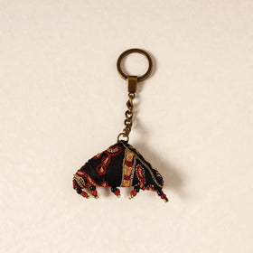 Black Kutch Embroidery Handmade Keychain 