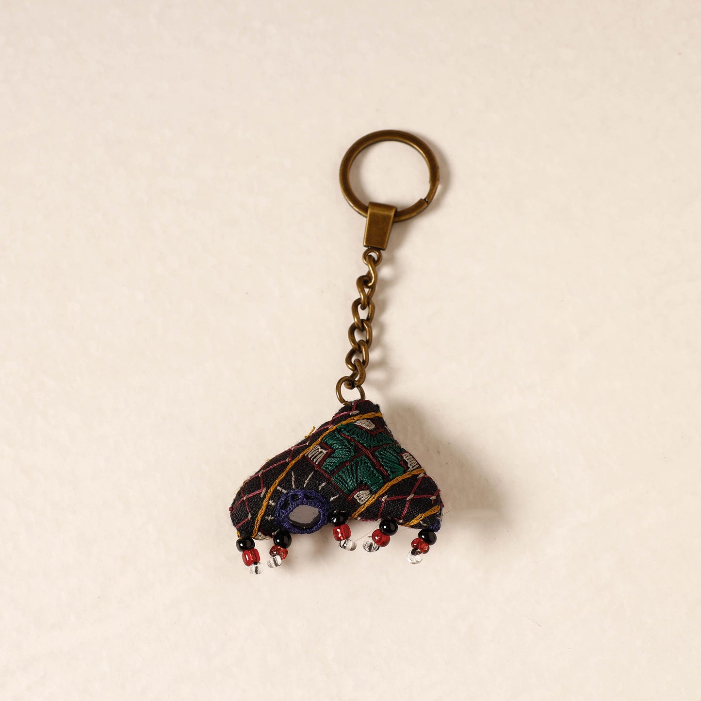 Black Kutch Embroidery Handmade Keychain 