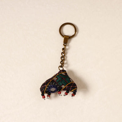 Black Kutch Embroidery Handmade Keychain 