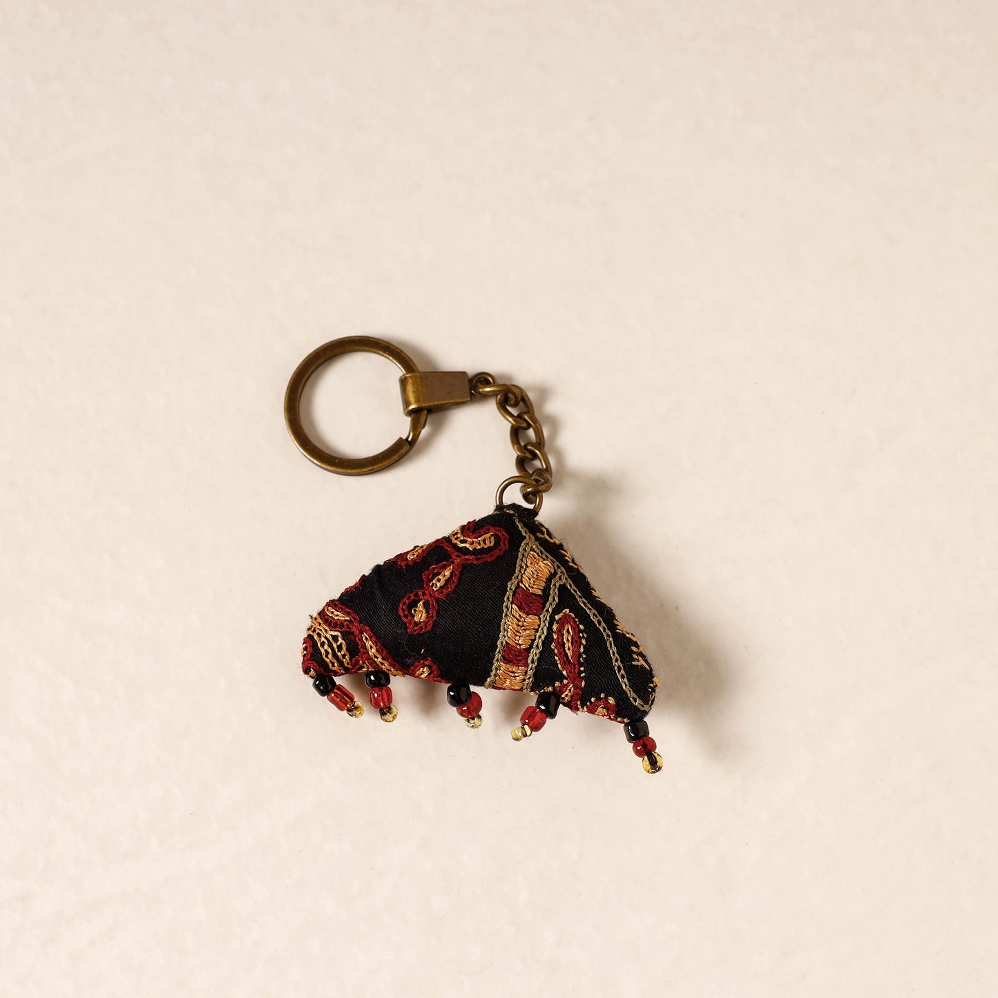 Black Kutch Embroidery Handmade Keychain 