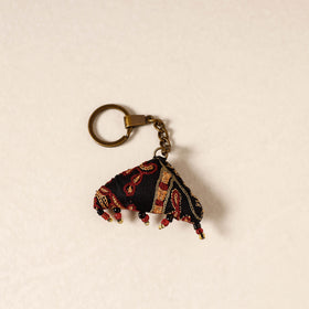 Black Kutch Embroidery Handmade Keychain 