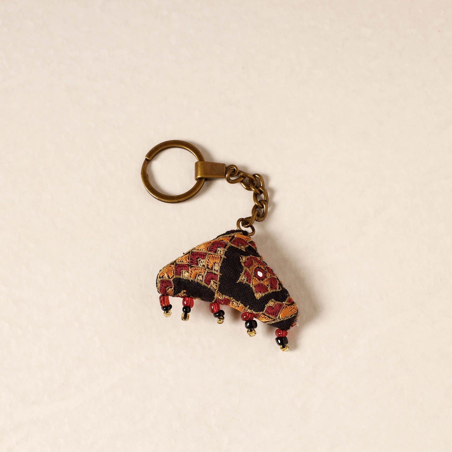 Black Kutch Embroidery Handmade Keychain 