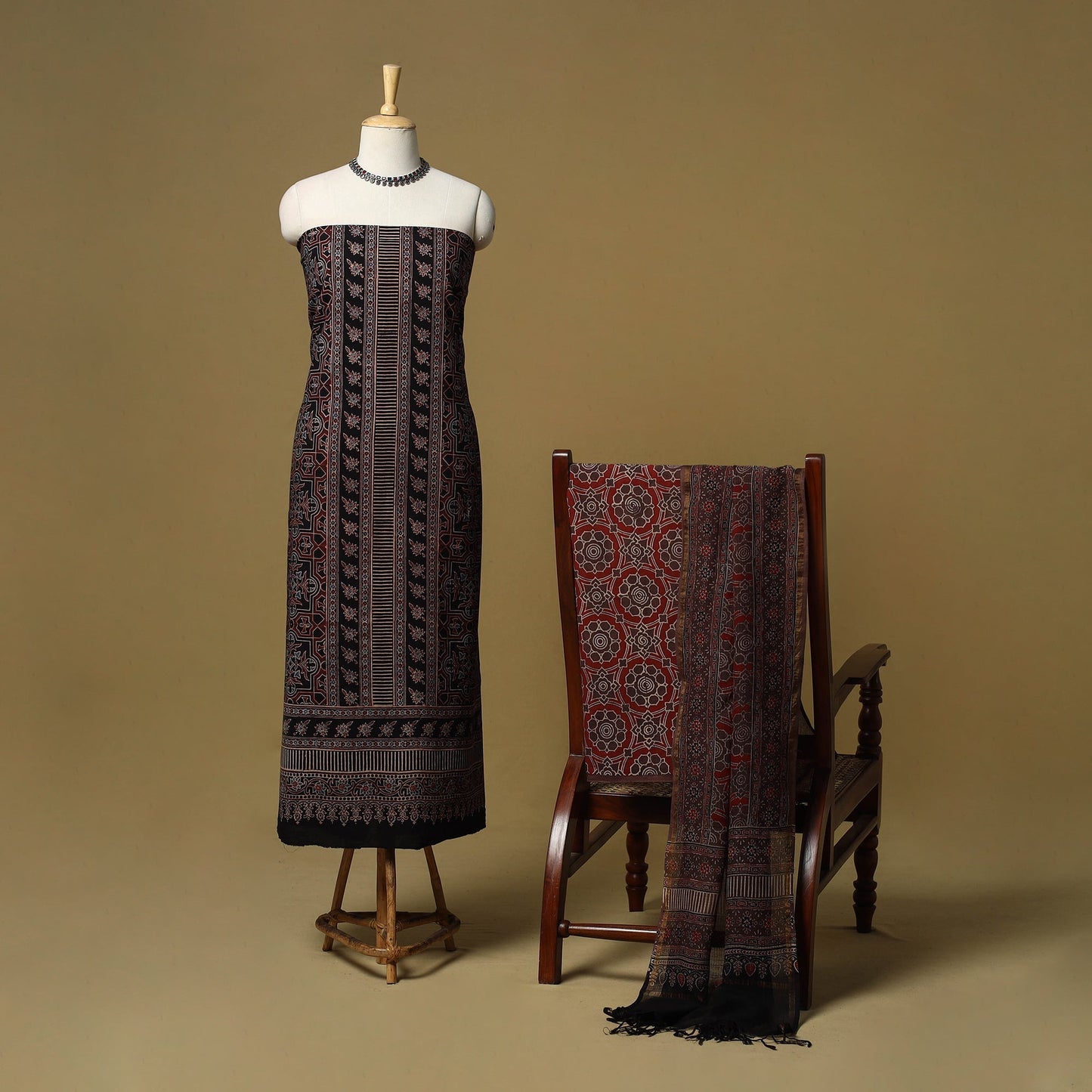 Kutch hand natural dyed 3pc unstitched dress material 05
