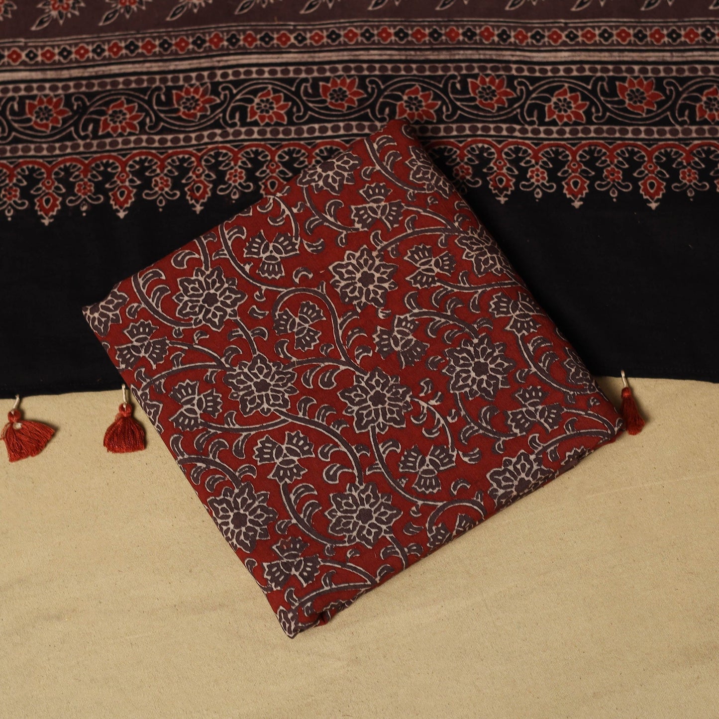 Kutch hand natural dyed 3pc unstitched dress material 27