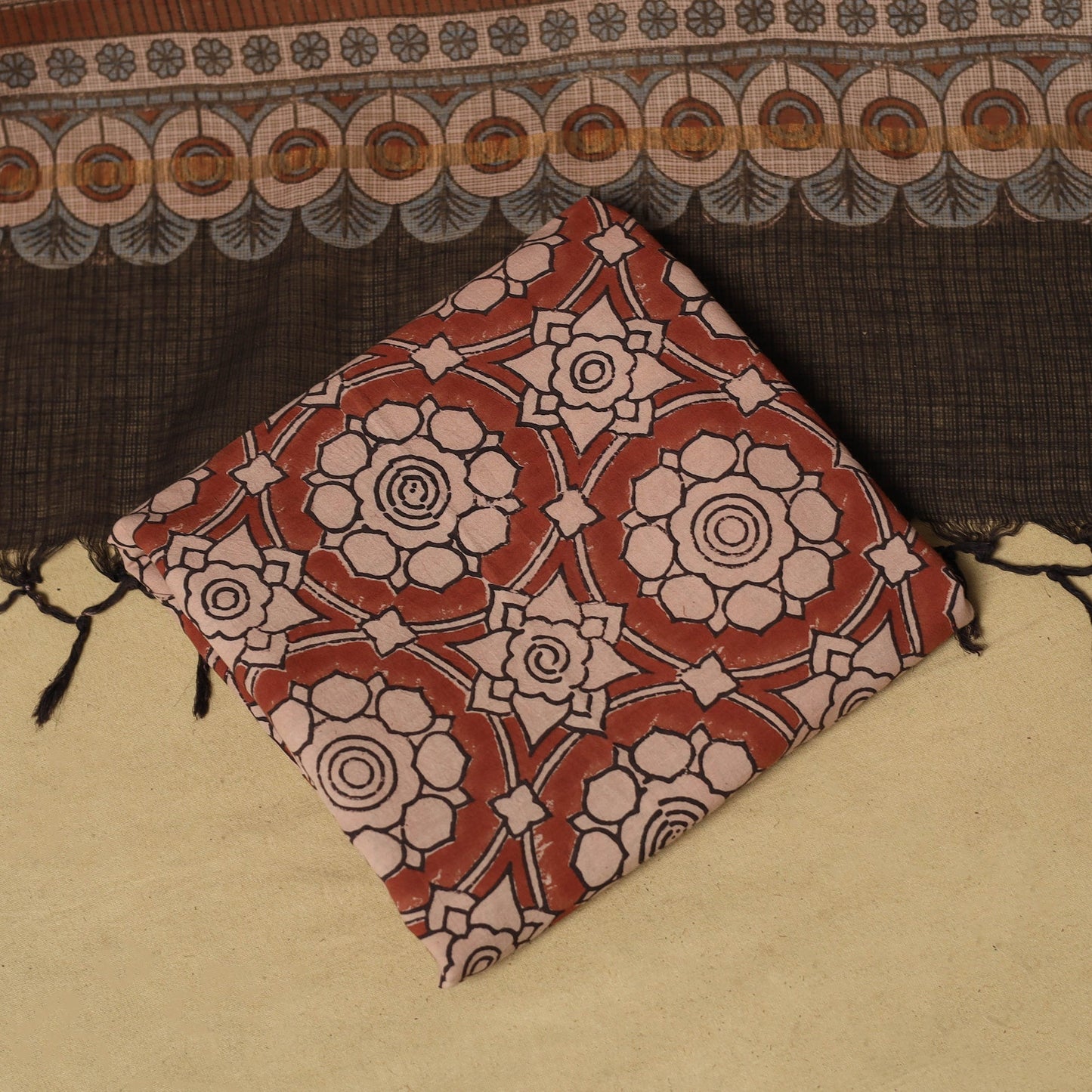 Kutch hand natural dyed 3pc unstitched dress material 19