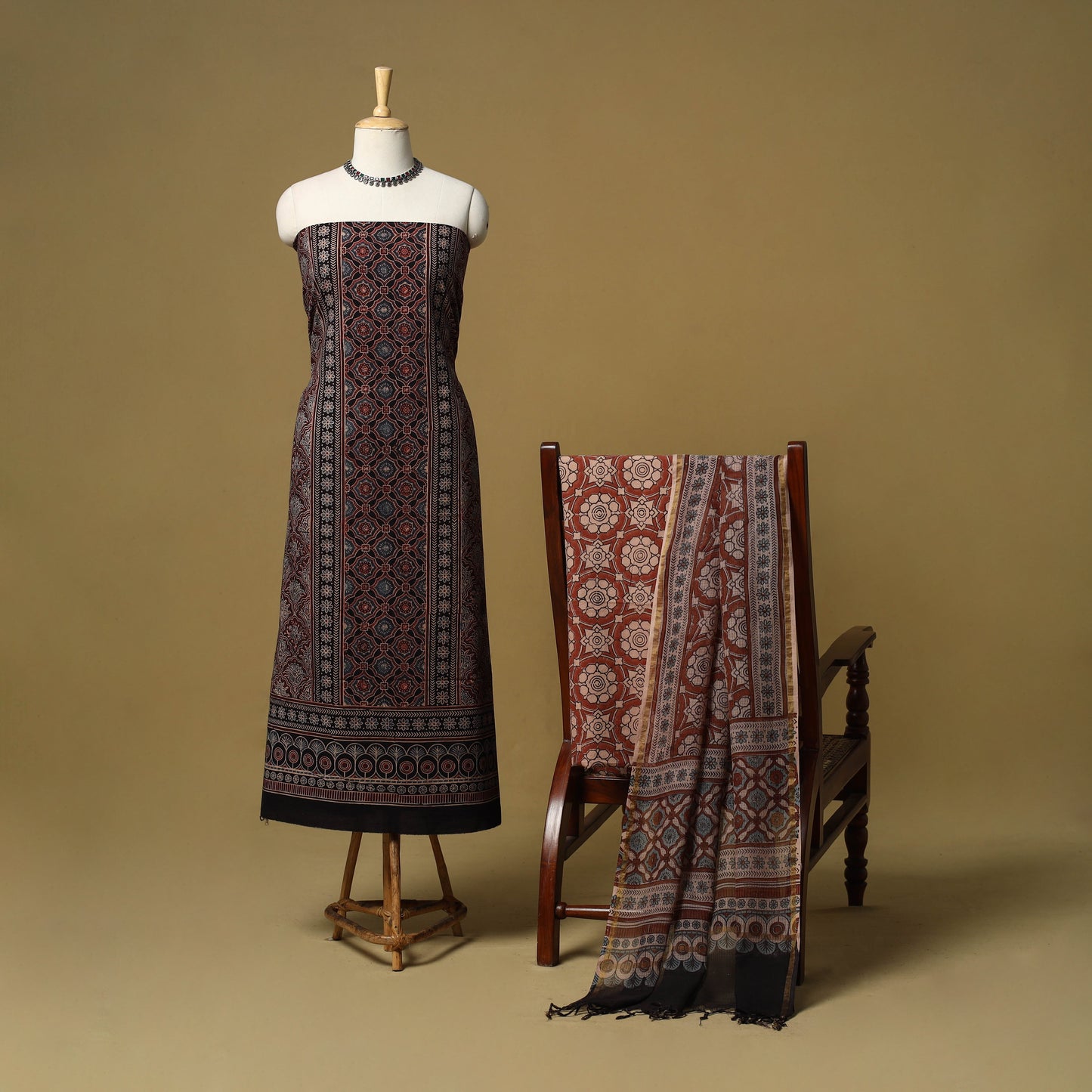 Kutch hand natural dyed 3pc unstitched dress material 19
