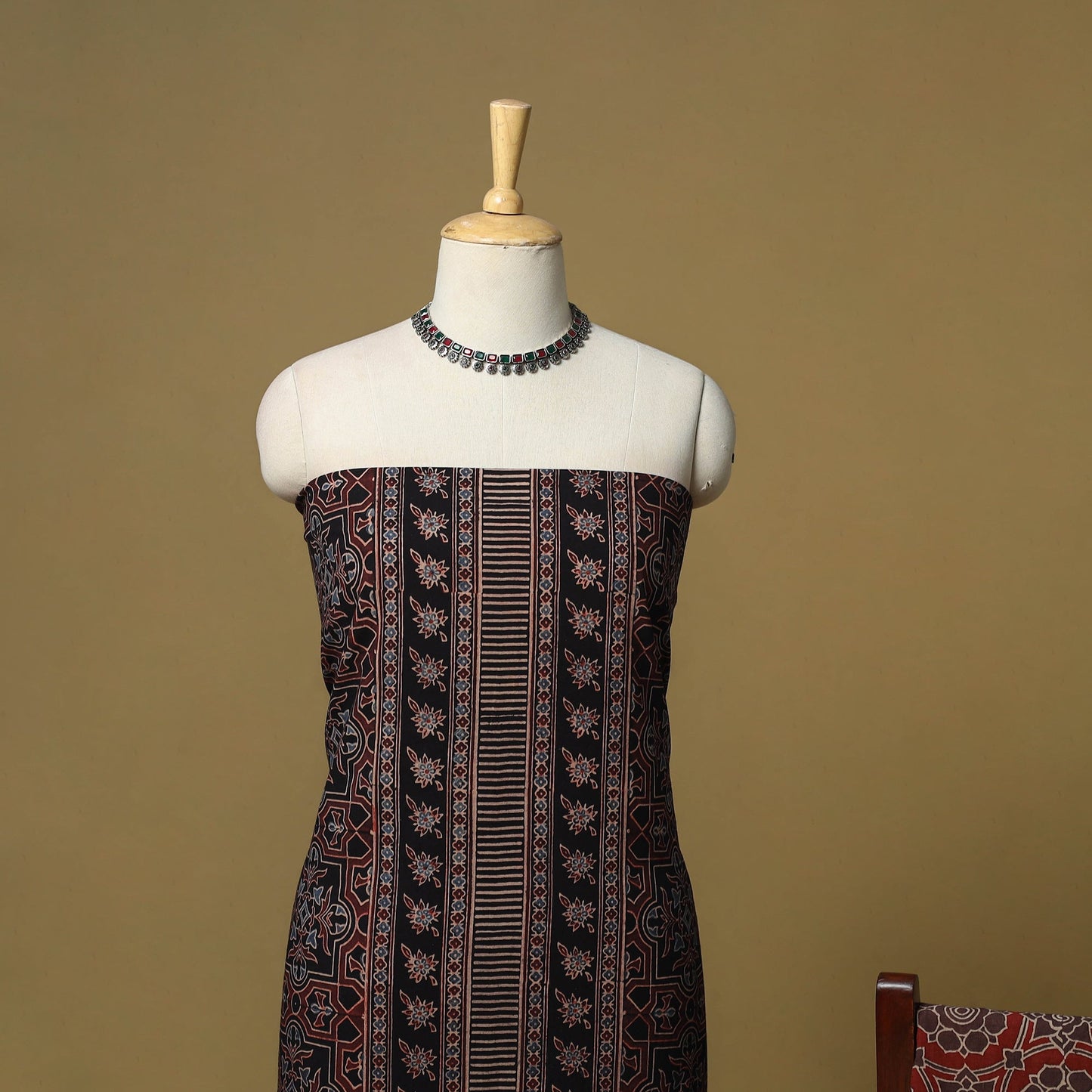 Kutch hand natural dyed 3pc unstitched dress material 05