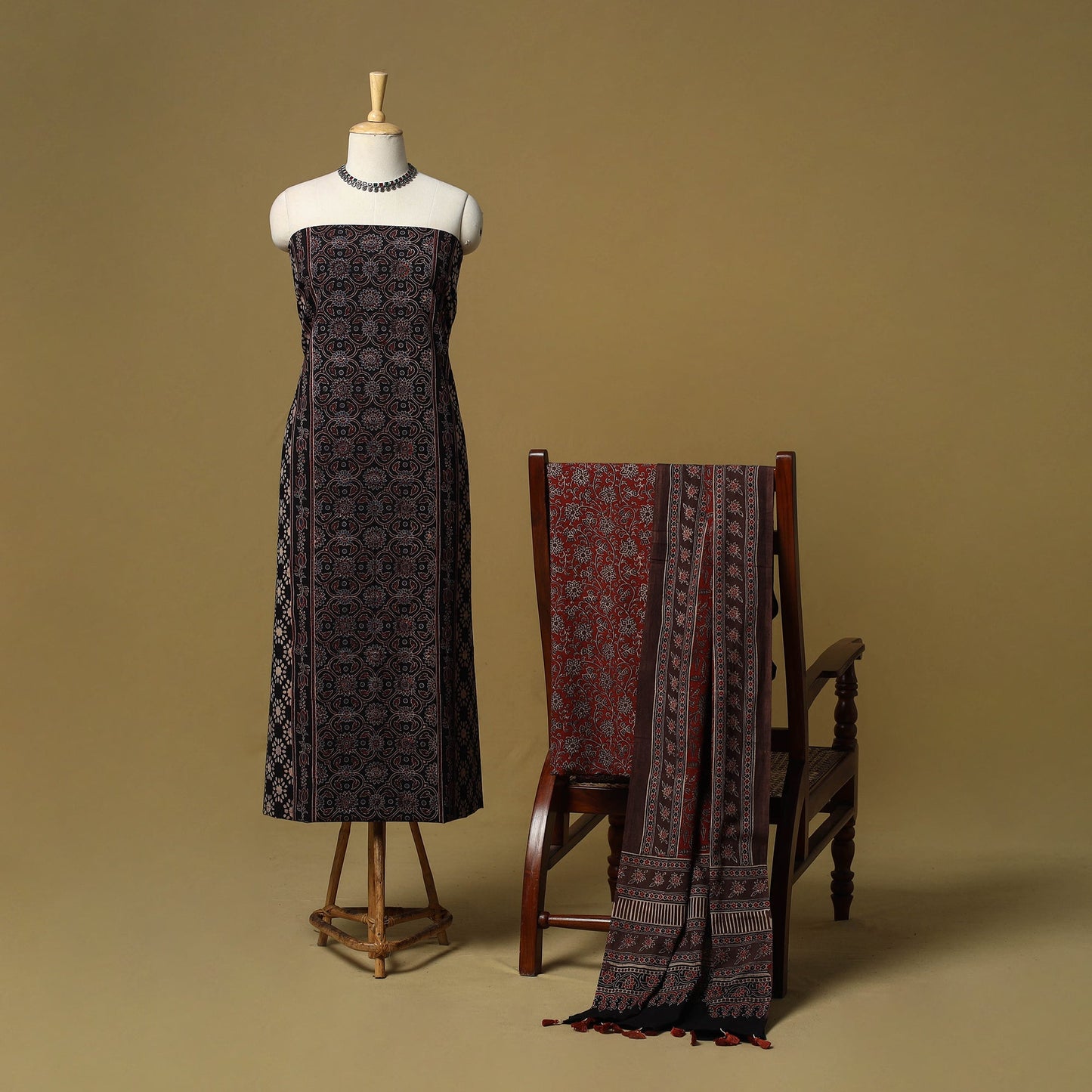 Kutch hand natural dyed 3pc unstitched dress material 27