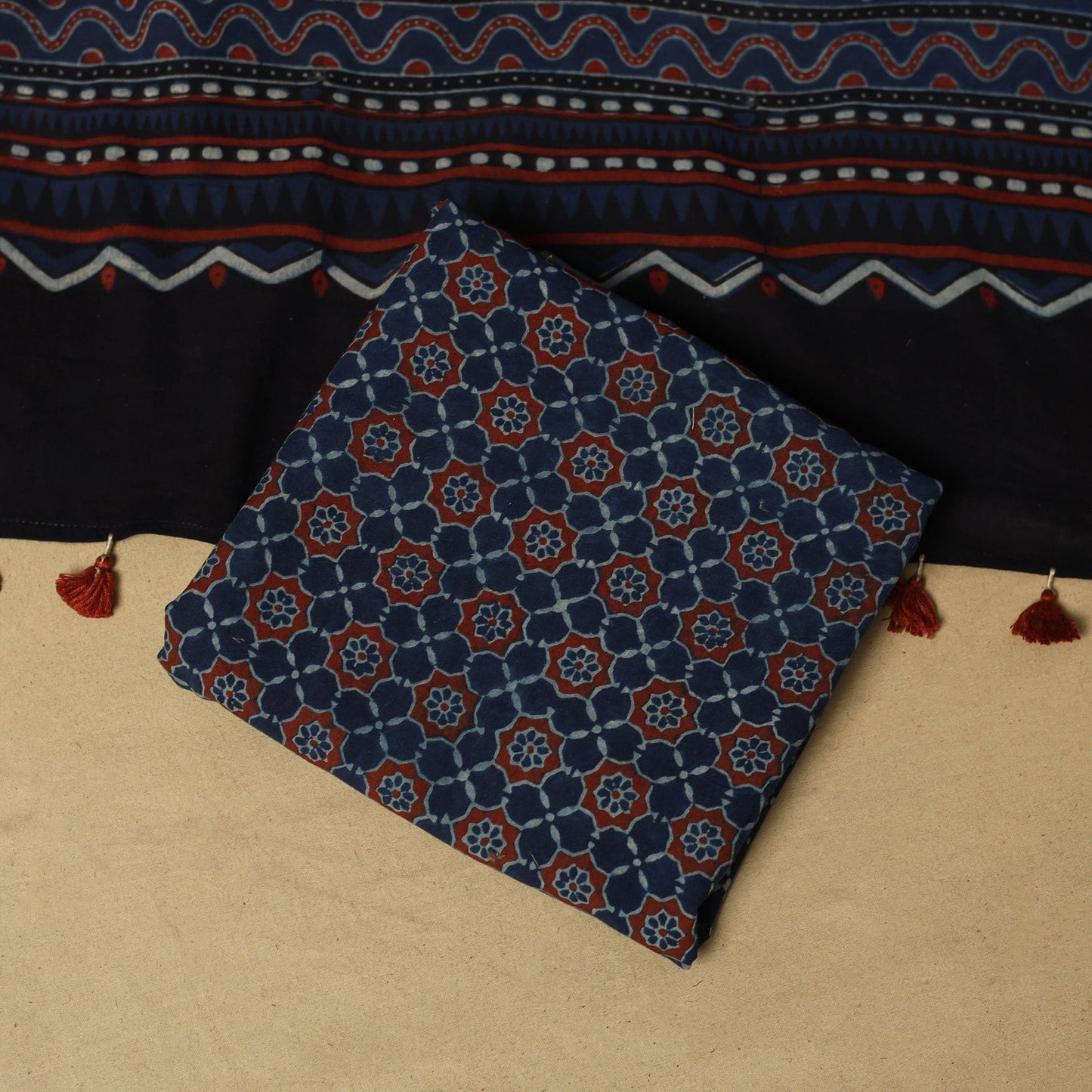 Kutch hand natural dyed 3pc unstitched dress material 24