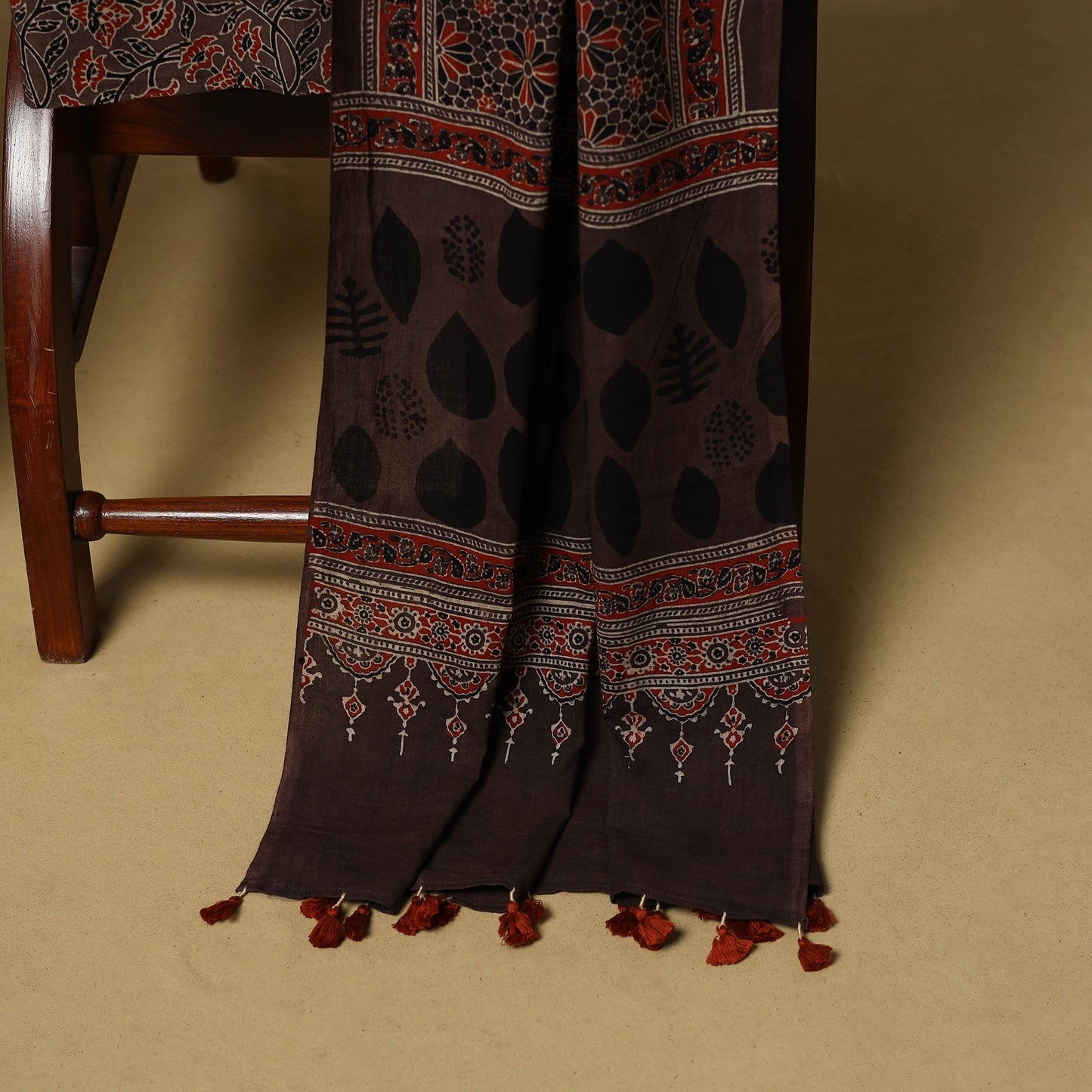 Kutch hand natural dyed 3pc unstitched dress material 22