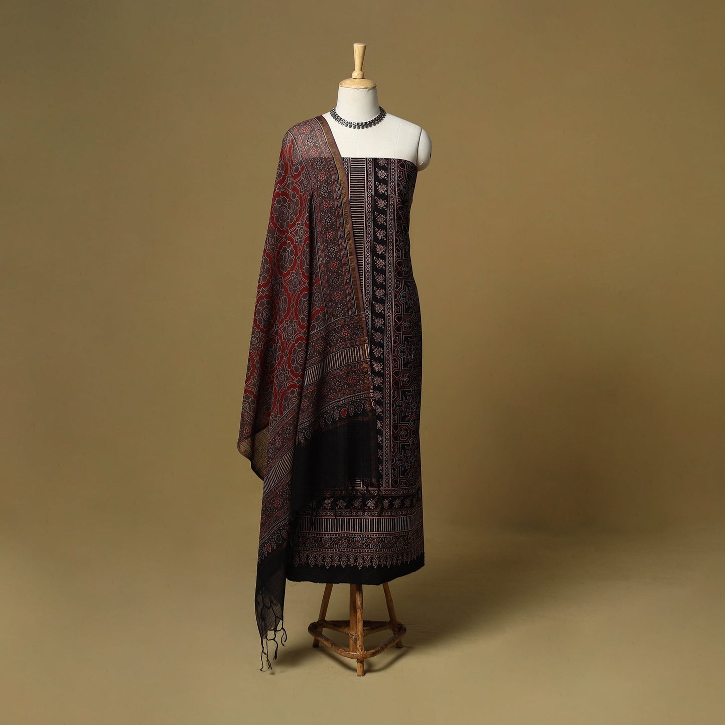 Kutch hand natural dyed 3pc unstitched dress material 05