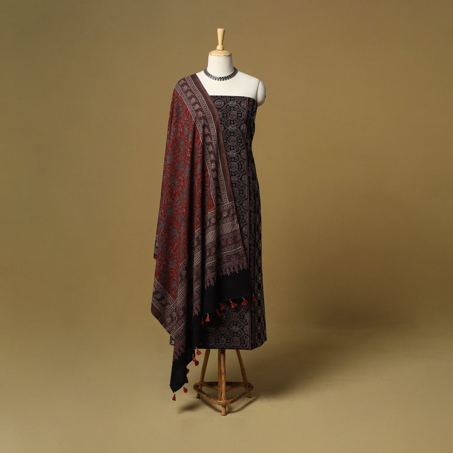 Kutch hand natural dyed 3pc unstitched dress material 27