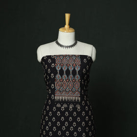 Kutch hand block ajrakh print natural dyed chanderi silk