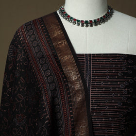 Kutch hand block ajrakh print natural dyed chanderi silk