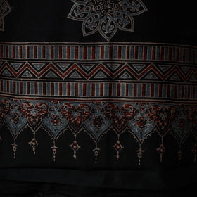 Kutch hand block ajrakh print natural dyed chanderi silk