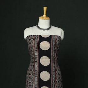 Kutch hand block ajrakh print natural dyed chanderi silk