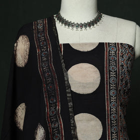 Kutch hand block ajrakh print natural dyed chanderi silk