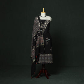 Kutch hand block ajrakh print natural dyed chanderi silk