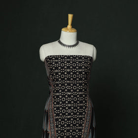Kutch hand block ajrakh print natural dyed chanderi silk
