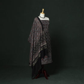 Kutch hand block ajrakh print natural dyed chanderi silk
