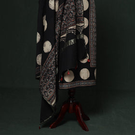 Kutch hand block ajrakh print natural dyed chanderi silk