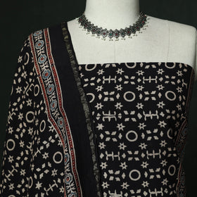 Kutch hand block ajrakh print natural dyed chanderi silk